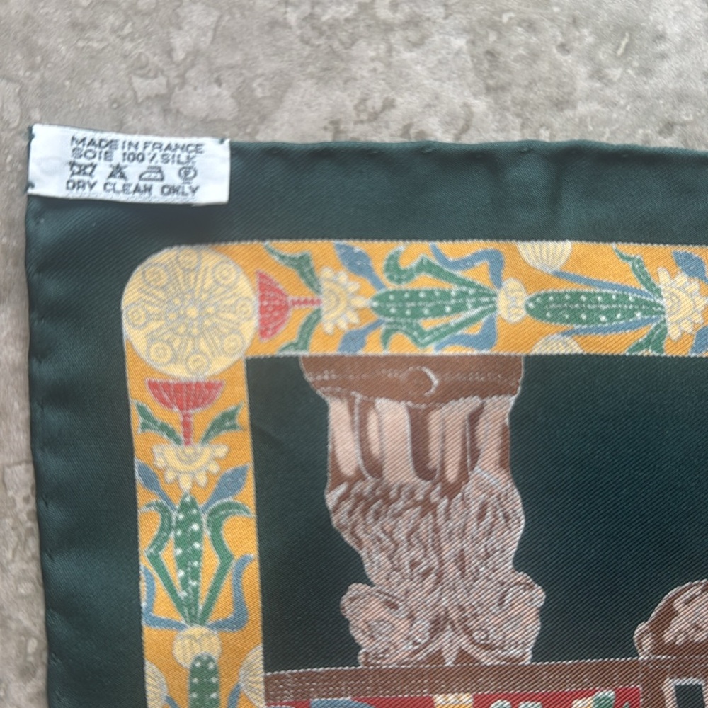Hermes Torana deep green silk scarf. Made in France - Picture 7 of 8